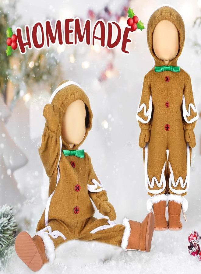 Fourluoo 1 Sets Christmas Doll Clothes 18 Inch Gingerbread Man for 18 Inch Doll Costume Outfits Accessories Xmas Gifts(Khaki) - Image 5